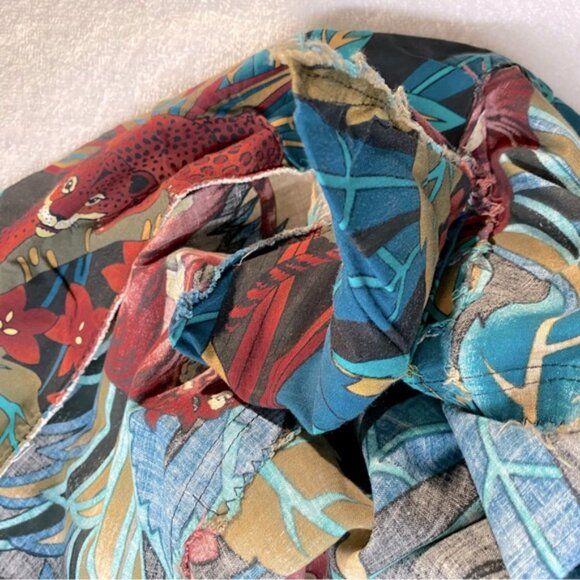 Vintage Handmade Jungle Cat Print Open Front Light Jacket Blazer XL - Picture 5 of 15